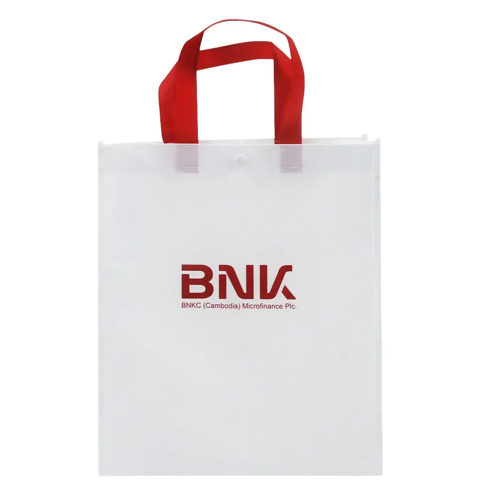 Minimalist Style Ecological White Nonwoven Grocery Tote Bags Nonwoven Shopping Bagwholesale Reusable Bag With Button