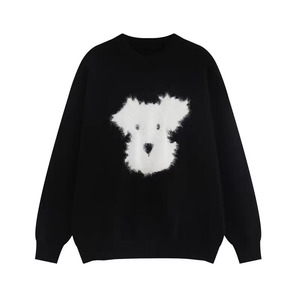 Pull en maille à col rond pour homme, manches longues, coupe ample, anti-boulochage, décontracté, avec motif d'ours - Product Image 2