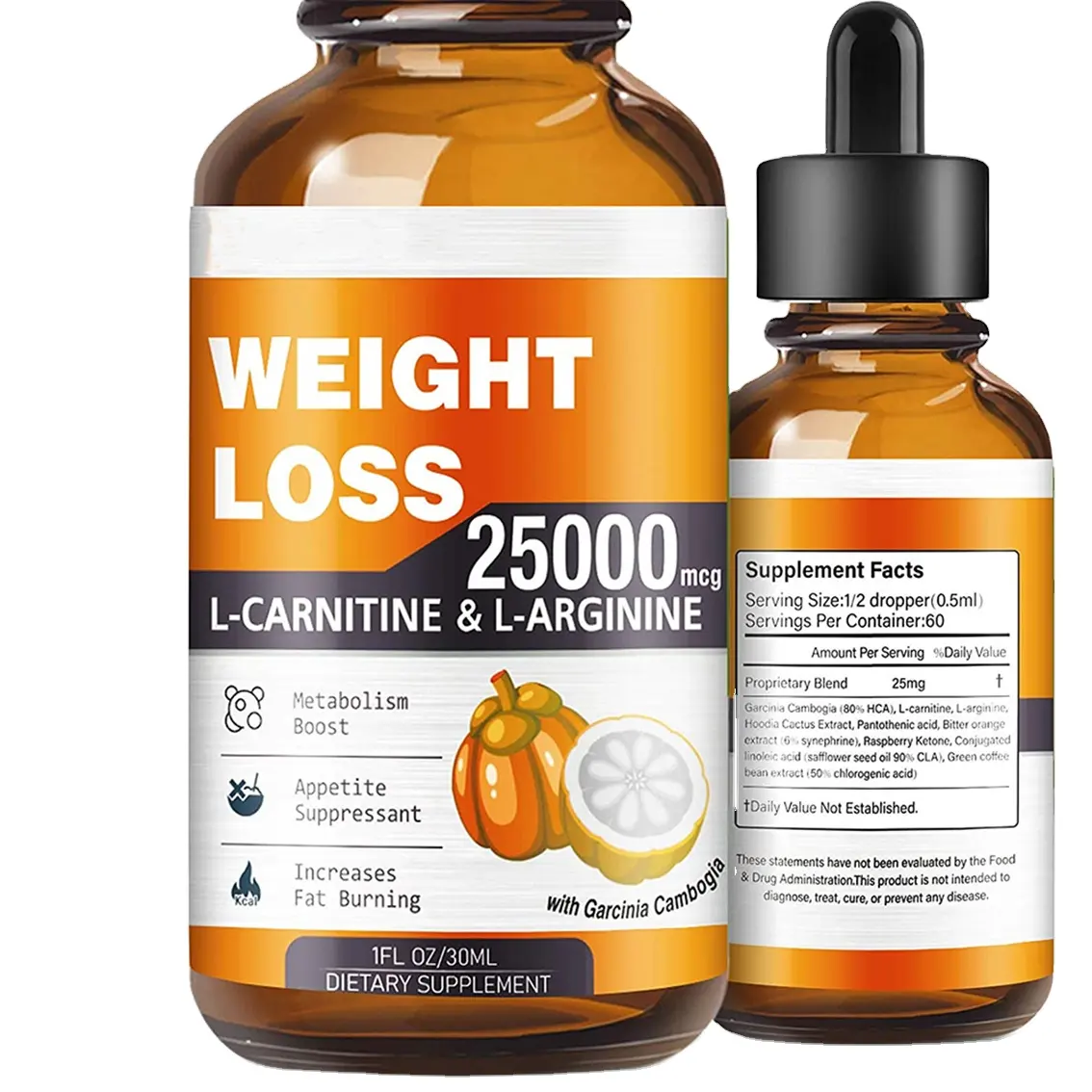 Private Label Metabolism Booster Abnehmen Apfel essig Verlust Flüssigkeit Heißes Öl Abnehmen Garcinia Cambodia Diet Drops