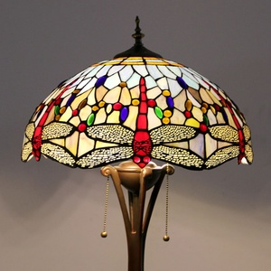 LongHuiJing - Pantalla de Lámpara Hecha a Mano de 16 Pulgadas, Diseño de Libélula Azul Multicolor, Estilo Tradicional, LED, Vidrio Teñido, E26/E27 - Product Image 2