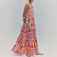 Nuevo Vestido Maxi sin Mangas con Estampado Personalizado, Tejido Ligero, Asimétrico y Transpirable, Venta Directa de Fábrica