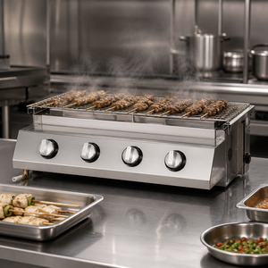 Parrilla de Gas LPG Comercial de Cuatro Quemadores para Barbacoa, Ideal para Asar Filetes, Pollo, Brochetas y Salchichas en Restaurantes, Servicios de Catering y Distribuidores - Product Image 5