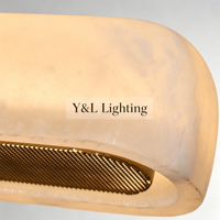 Lustre linéaire LED en albâtre naturel, laiton moderne, long, pour salle à manger, îlot de cuisine, bureau