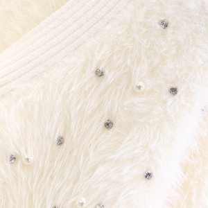 เสื้อคลุมไหมพรมประดับลูกปัดสำหรับผู้หญิง ทรงหลวม สั้น คอวี แฟชั่นฤดูใบไม้ร่วง/ฤดูหนาว - Product Image 5