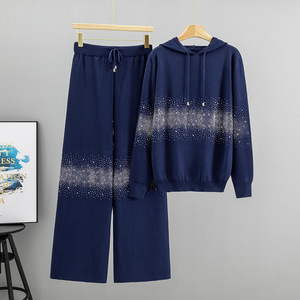 Women's Knitted Sweater Set With <b>Star</b> Pattern Hoodie And Pants Autumn Casual Sporty Two Piece <b>Outfit</b> - Product Image 4