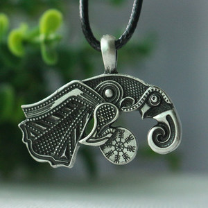 Colgante amuleto vikingo retro estilo Borre con doble serpiente, Noruega, siglo X, colgante talismán celta con dragón para hombre - Product Image 5