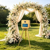 Offre Spéciale : Cabine Photo Gonflable avec Anneau Lumineux, Kiosque Selfie Portable en Bois avec Imprimante et Appareil Photo pour Mariages et Événements