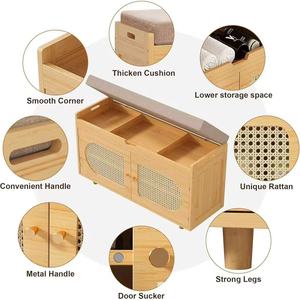 Solid wood <b>shoe</b> cabinet, walnut color, suitable for home use, with coat <b>rack</b>, integrated into living room and entryway, simple - Product Image 3