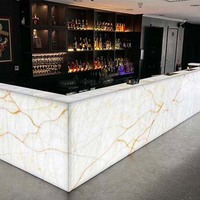 Mini-bar en pierre d'albâtre avec éclairage LED - Design moderne pour les boîtes de nuit, les restaurants, les caves et les bars à domicile - Écologique et durable