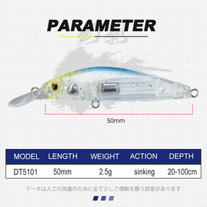 Leurre de pêche artificiel D1 50mm 2.5g à descente lente, leurres durs, poids coulissant japonais, aimant, matériel de pêche - Product Image 2