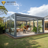 JBDhome Tente de solarium rétractable au design moderne Toit en verre trempé pour jardin d'hiver Toit en polycarbonate