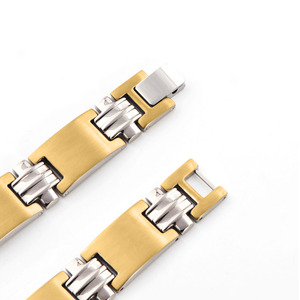 Vendita calda da uomo stile Trendy bracciale in acciaio inox placcato oro doppia catena <span class=keywords><strong>con</strong></span> forte calamita braccialetti alla moda - Product Image 3