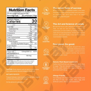 JBY Grosir Suplemen Halal Vegan dengan <span class=keywords><strong>Vitamin</strong></span> D3 dan K2 Alami untuk Perawatan Tulang Harian Kalsium Magnesium Seng Lolipop - Product Image 2