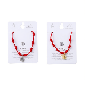 Cavigliera Virgo Sette Stelle con Cordino Rosso Fatto a Mano, Braccialetto con Charm in Acciaio Inossidabile per Donna, Gioielli Zodiacali - Product Image 1
