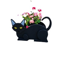 Pot & Planter Bunga Bentuk Kucing Warna Oranye untuk Dekorasi Seni & Kerajinan Taman-Tersedia Grosir (340x145x188mm)
