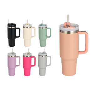 40oz Stainless Steel Double Wall Vacuum Insulated Tumbler Handle Lid BPA Free Custom Logo Plated Rainbow Gold LED Temperature - Product Image 3