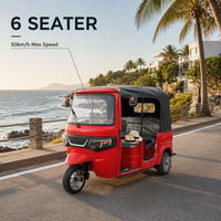 Twee-rijige elektrische tuktuk met 2000W motor, 6 passagiers, 50 km/u, buitenvering, binnenhydraulische schokdemper, elektrische passagiersdriewieler