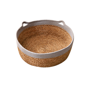 Nid de chat en rotton de paille confortable naturel, nid de lapin avec poignée avec forme mignonne - Product Image 1