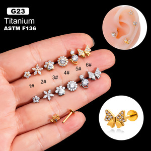 Nouveau style – Piercing de lèvre et d'oreille <span class=keywords><strong>en</strong></span> titane G23 incrusté de zircon, bijou de mode - Product Image 1