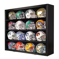Vitrine murale en bois anti-poussière pour 16 mini-casques, cadre de rangement pour casques de sport, boîte à ombre pour objets de collection et souvenirs