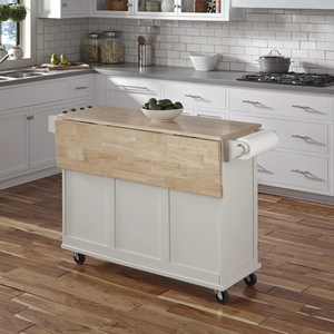 Carrito de Cocina <span class=keywords><strong>con</strong></span> Superficie de Madera Maciza, Gabinetes de Almacenamiento, Cajones, Isla de Cocina Móvil <span class=keywords><strong>con</strong></span> Ruedas para el Hogar - Product Image 2