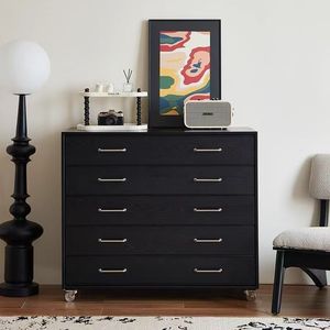 <span class=keywords><strong>Commode</strong></span> murale à cinq tiroirs en <span class=keywords><strong>bois</strong></span> massif, style rétro du milieu du siècle, pour chambre à coucher - Product Image 6