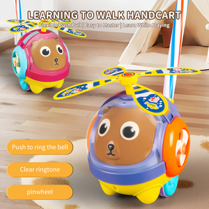 Giocattoli per bambini educazione precoce a mano carrello a spinta con campanello Multi-funzionale a propulsione a mano aereo Push/Drag giocattoli per bambini - Product Image 3