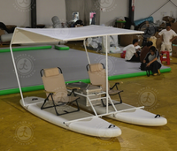 Plateforme flottante double gonflable en PVC personnalisée avec auvent pour usage commercial et hôtelier