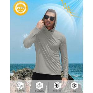 Impermeable UPF50 fibra de bambú pesca protección solar Sudadera con capucha personalizada su logotipo transpirable sublimación impresa pesca larga - Product Image 6