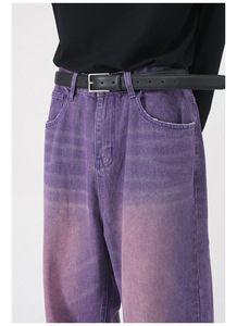 Jeans en denim pour homme, style violet personnalisé, coupe baggy, jambe large, taille haute, surdimensionné, streetwear Y2K - Product Image 2