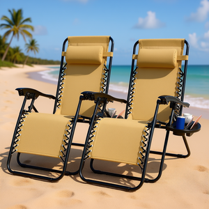 Silla de Gravedad Cero Plegable con Bandeja Lateral, Capacidad Máxima de 330 lb, para Playa, Patio y Uso en Exteriores - Product Image 2