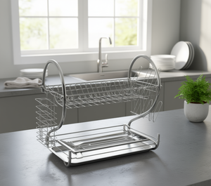 Escurridor de Acero Inoxidable 53x37cm con Bandeja Extraíble, Escurridor de Platos de Cocina, Diseño Moderno - Product Image 2