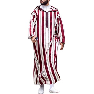Abaya Marocchina da Uomo a Righe con Cappuccio, Design Personalizzato, Thobe Musulmano per Tutte le Stagioni, Piccolo MOQ, Consegna Rapida - Product Image 6