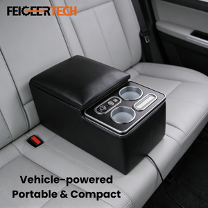 Boîte de rangement universelle pour console d'accoudoir arrière de voiture, alimentée par véhicule, avec recharge sans fil électrique stable Feigeer Tech - Product Image 3