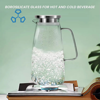 Pichet à eau en verre de 57 oz ensembles de carafe en verre à eau et pichet à thé glacé avec couvercle pour réfrigérateur pichet à jus pour voiture et usage domestique