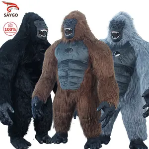 Terbaru kostum maskot setelan gorila kingkong bergerak tiup untuk pesta Halloween gel silika