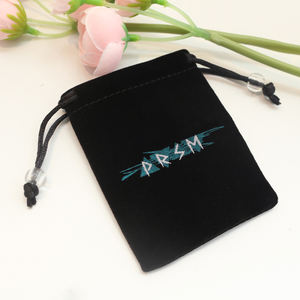 ถุงกำมะหยี่สีดำพิมพ์โลโก้ตามสั่ง ถุงใส่เครื่องประดับแบบมีเชือกผูก ขนาดเล็ก สำหรับใส่กำไล สร้อยข้อมือ แหวน ต่างหู - Product Image 2