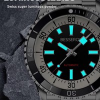 Montre automatique pour homme avec logo personnalisé OEM, bracelet en acier inoxydable, lunette de plongée, aiguilles lumineuses, mouvement Orient, montre automatique