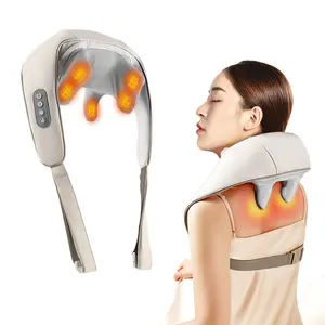 Massageador Shiatsu de pescoço e ombros mais vendido, massageador de ombro com tração cervical 3D massageador com calor