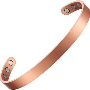 Magnetic Antique Red Copper Brushed Adjustable <b>Bangle</b> Ring <b>Set</b> Unisex Jewelry - Product Image 4