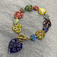 N & S 2025 New Female Ins Street Accessories Mixed Color Love Glass Bracelet Light Luxury Niche Design Retro Color Stainless Steel