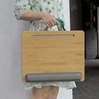 Mesa para Computadora Portátil de Bambú Premium JQ, Soporte Ajustable en Altura con Cojín para Cama, Oficina y Viajes