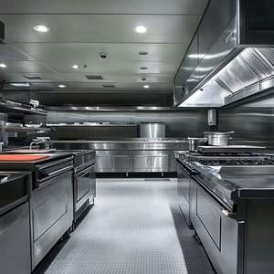 Armoires de cuisine industrielles en acier inoxydable ignifuges et étanches, ustensiles de cuisine de luxe pour restaurant - Product Image 2