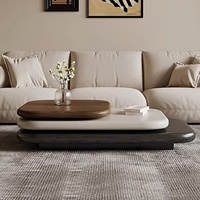 Table basse rotative minimaliste italienne en galets de pierre carrés, moderne et simple, pour petit appartement, salon, avec rangement, sans assemblage