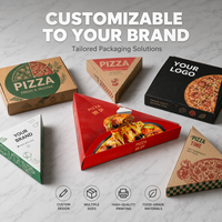 Boîte à pizza triangulaire personnalisée imprimée, papier alimentaire 350 g/m² résistant à la graisse, compatible micro-ondes, boîte à emporter en gros