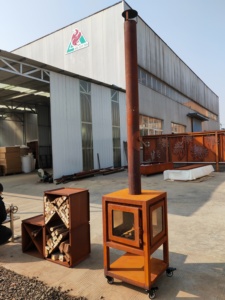 Chimenea de madera para exteriores, estufa de jardín ecológica de acero, <span class=keywords><strong>con</strong></span> vidrio de 4 lados - Product Image 3