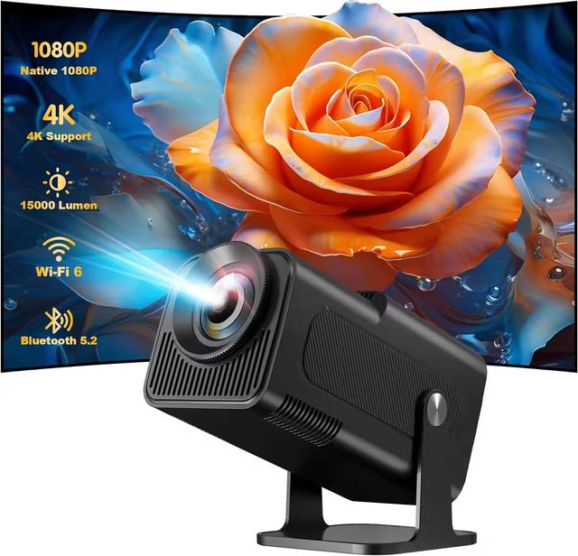 Android TV Portable 180 Degree Ceiling Projector Rotation HD 1080P Proyector 4K 15000 Lumen WiFi Mini Smart Projector