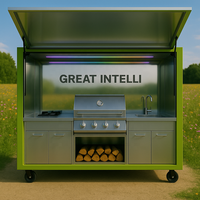 Îlot de barbecue, unités de cuisine extérieure, barbecue à gaz en acier inoxydable, barbecue à gaz extérieur, armoire de cuisine extérieure, plaque chauffante de cuisine extérieure
