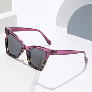 Lunettes de soleil œil-de-chat tendance, montures larges à blocs de couleurs contrastées, esthétique luxueuse, protection UV - Product Image 4