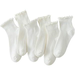 6 Pares de Calcetines de Algodón con Volantes, Estilo Preppy, Transpirables, con Logotipo Personalizado ODM/OEM, para Mujer, Uso Diario en Primavera - Product Image 5